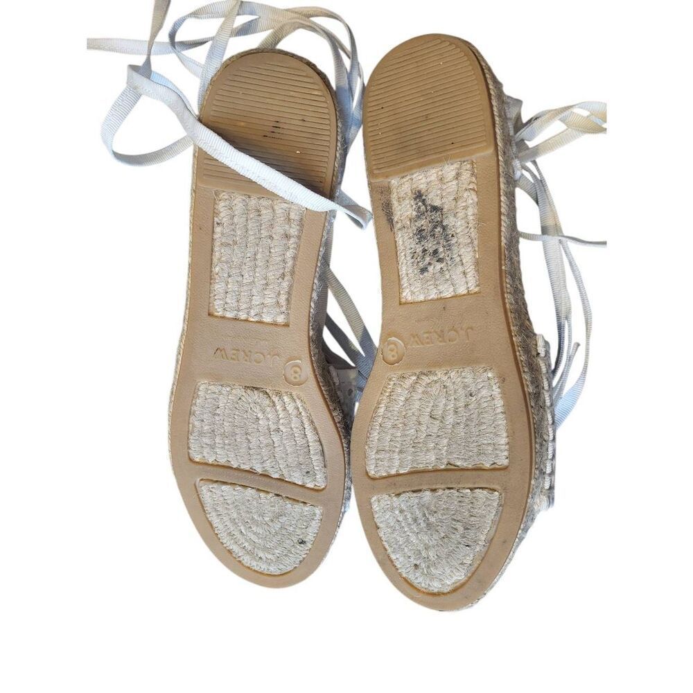 J. Crew Sandals Women's 8 White Eyelet Tie Lace Up Espadrille Flatform Summer - Picture 3 of 6